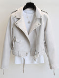 Airchics perfecto femme simili cuir fermeture éclair avec poches ceinture col revers veste