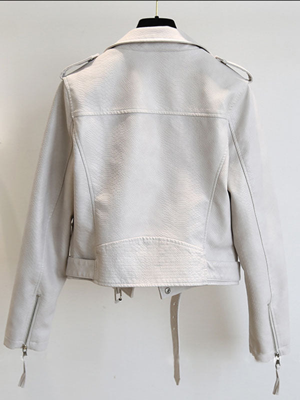 Airchics perfecto femme simili cuir fermeture éclair avec poches ceinture col revers veste