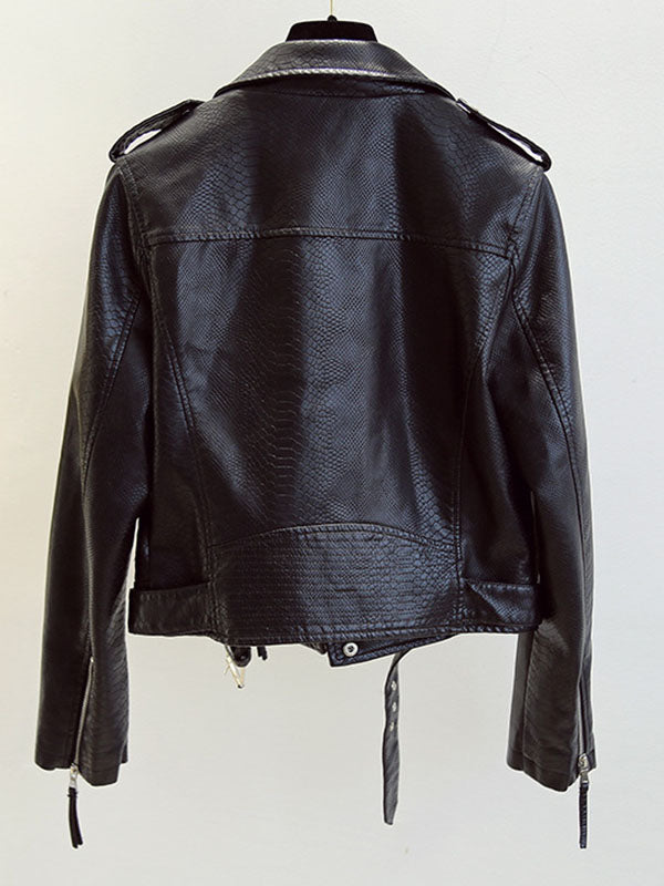 Airchics perfecto femme simili cuir fermeture éclair avec poches ceinture col revers veste