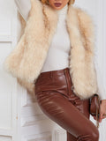Airchics court manteau en fausse fourrure sans manches femme mode beige