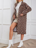 Airchics longue manteau en fausse fourrure carreaux boutonnage avec poches col revers femme mode ample
