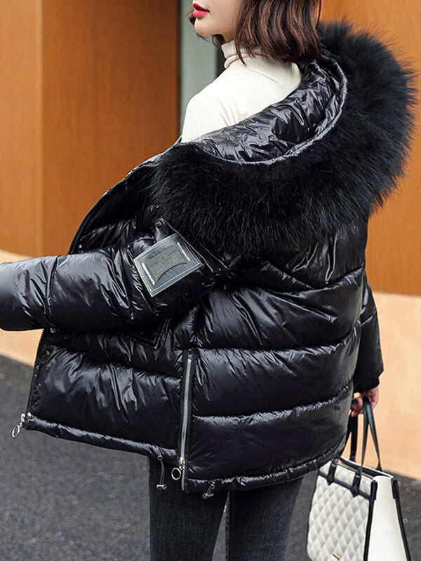 Airchics manteau avec poches coulisse taille fermeture éclair à capuche femme mode hiver