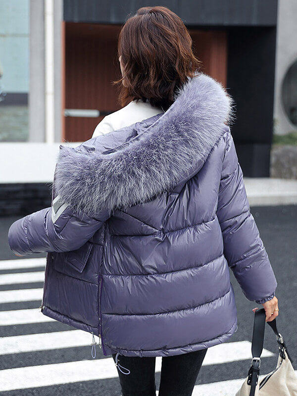 Airchics manteau avec poches coulisse taille fermeture éclair à capuche femme mode hiver