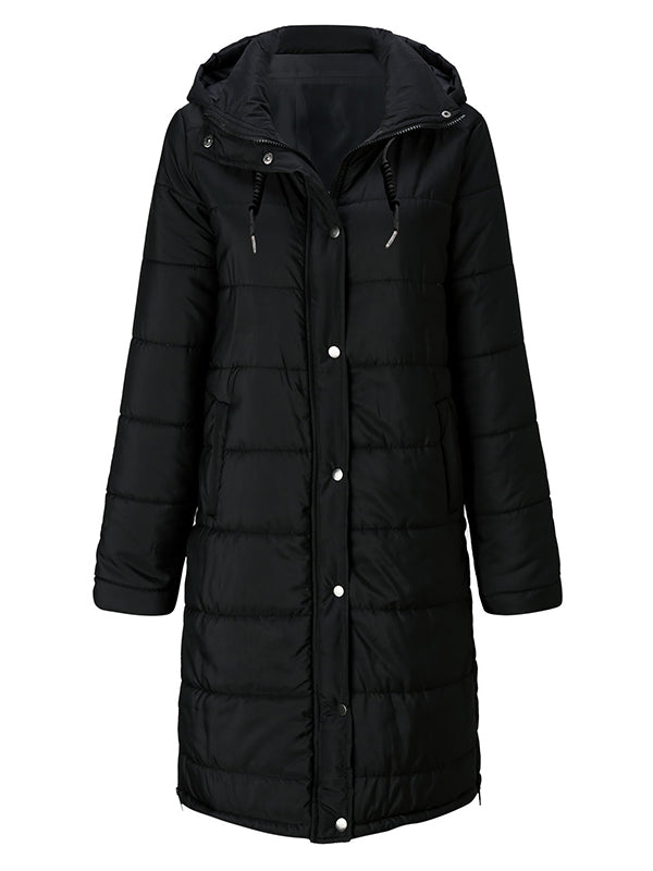 Airchics longue manteaux en duvet fermeture éclair boutonnage avec poches à capuche manches longues femme mode