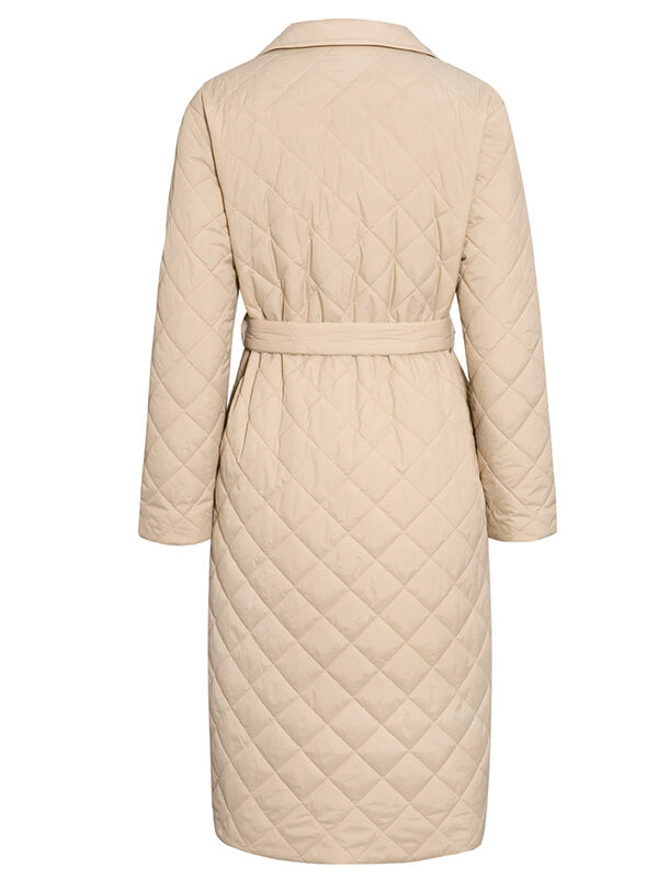 Airchics longue manteau coton avec poches ceinture col revers femme élégant mode