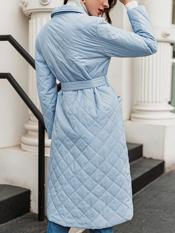 Airchics longue manteau coton avec poches ceinture col revers femme élégant mode