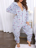 Airchics grenouillere polaire  lettres coeur motif capuche femme noël pyjama gris