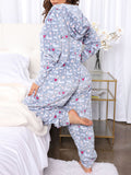 Airchics grenouillere polaire  lettres coeur motif capuche femme noël pyjama gris
