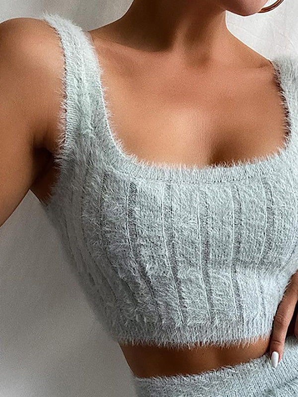 Airchics ensemble de pyjama cropped 2 pièces unicolore sans manches femme mode