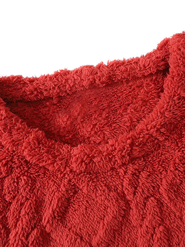 Airchics ensemble de pyjama unicolore flanelle col rond manches longues femme décontracté