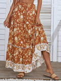 Airchics jupe coton imprimé à fleurie à volantée nœud bohème plage