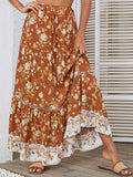 Airchics jupe coton imprimé à fleurie à volantée nœud bohème plage