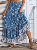 Airchics jupe coton imprimé à fleurie à volantée nœud bohème plage