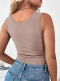 Airchics débardeur unicolore dentelle molleton v-cou sans manches femme mode automne hiver