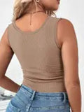 Airchics débardeur unicolore dentelle molleton v-cou sans manches femme mode automne hiver