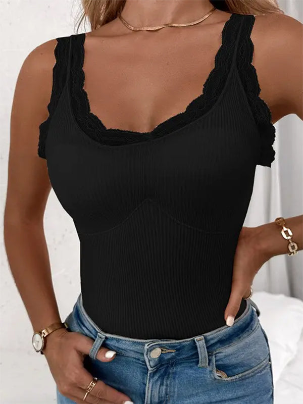 Airchics débardeur dentelle molleton sans manches femme casual mode automne hiver