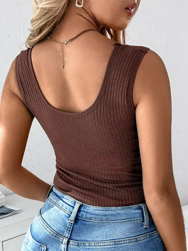 Airchics débardeur unicolore dentelle v-cou femme casual mode automne hiver