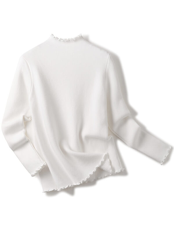 Airchics hauts unicolore doublé polaire col roulé manches longues femme casual