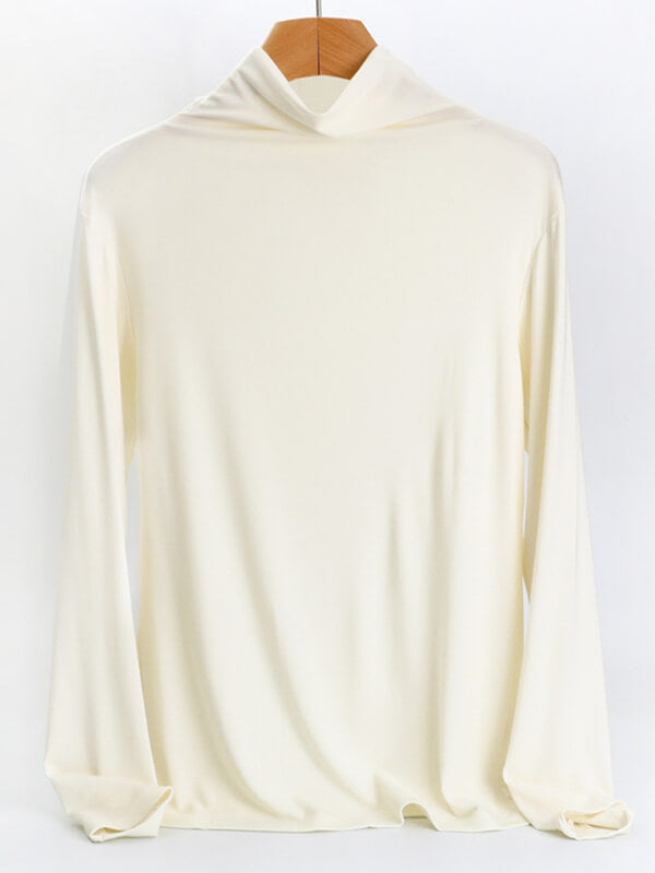 Airchics hauts unicolore col roulé manches longues femme casual mode