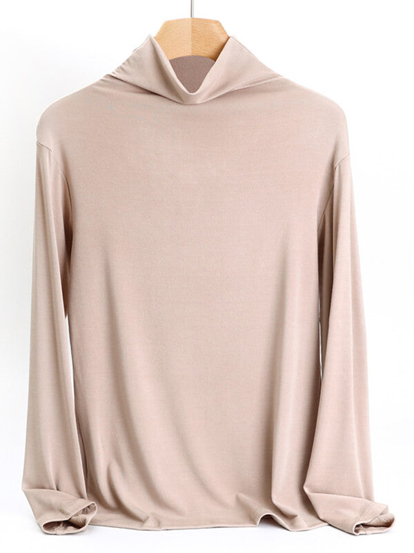 Airchics hauts unicolore col roulé manches longues femme casual mode