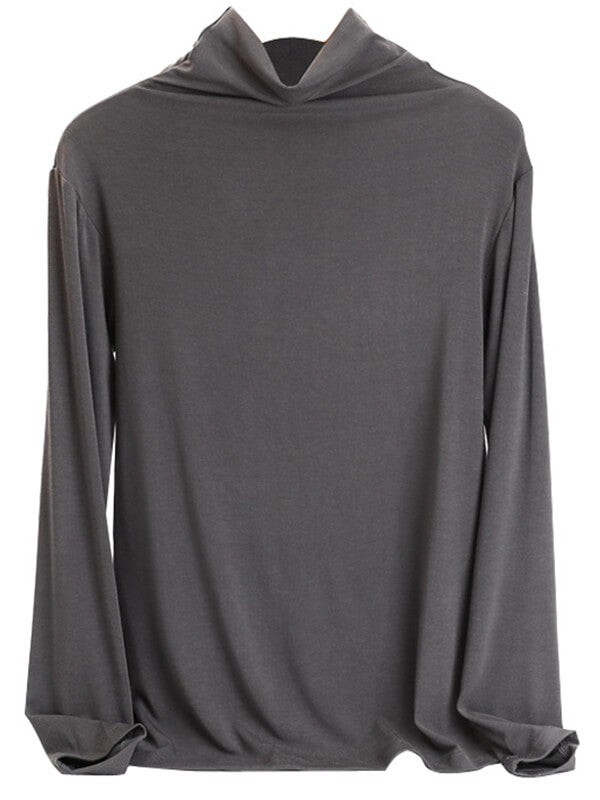 Airchics hauts unicolore col roulé manches longues femme casual mode