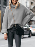 Lâche Pull en Tricot Ample à Col Roulé pour Femme Automne et Hiver