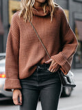 Lâche Pull en Tricot Ample à Col Roulé pour Femme Automne et Hiver