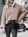 Lâche Pull en Tricot Ample à Col Roulé pour Femme Automne et Hiver
