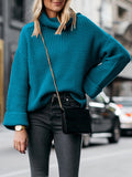 Lâche Pull en Tricot Ample à Col Roulé pour Femme Automne et Hiver