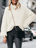 Lâche Pull en Tricot Ample à Col Roulé pour Femme Automne et Hiver