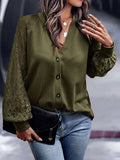 Airchics cardigan en maille dentelle boutonnage v-cou manches longues femme casual pull