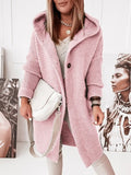 Casual Gilet Mi-longue à Capuche Lâche avec Boutonnage Femme Autumn