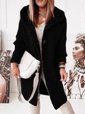 Casual Gilet Mi-longue à Capuche Lâche avec Boutonnage Femme Autumn