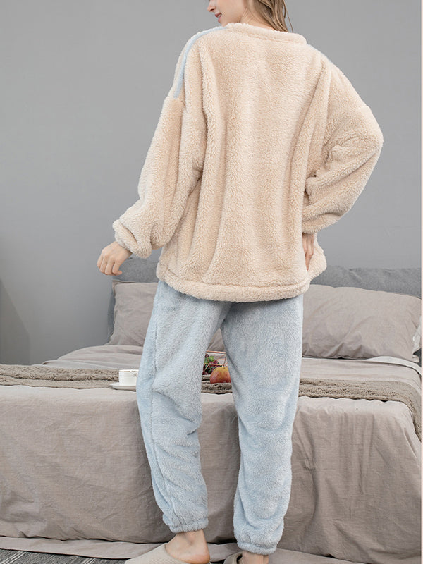 Airchics ensembles pyjama casual maison poilu couleur bloc costume deux pièces femme enceinte