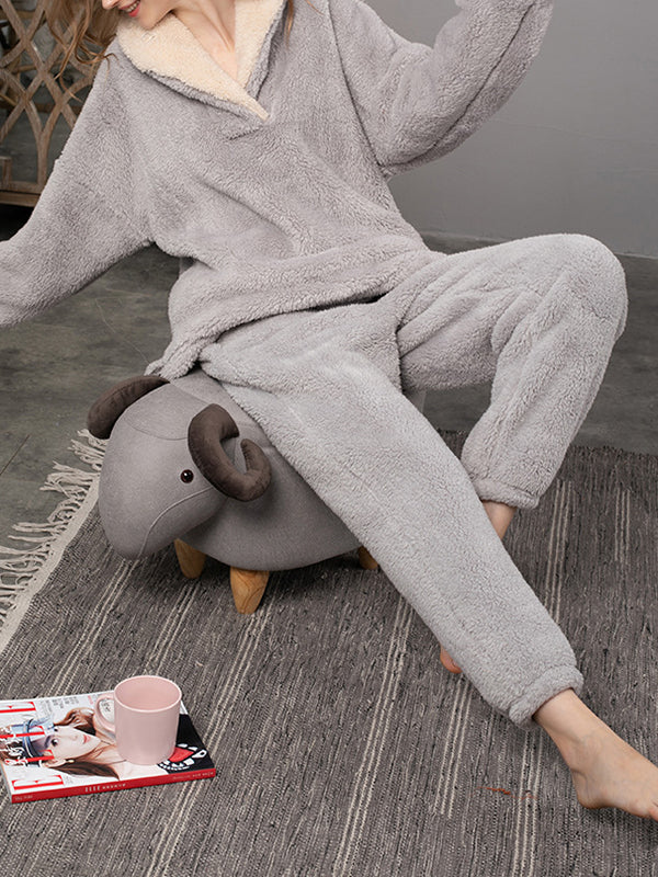 Airchics ensembles pyjama casual maison poilu col revers costume deux pièces femme enceinte