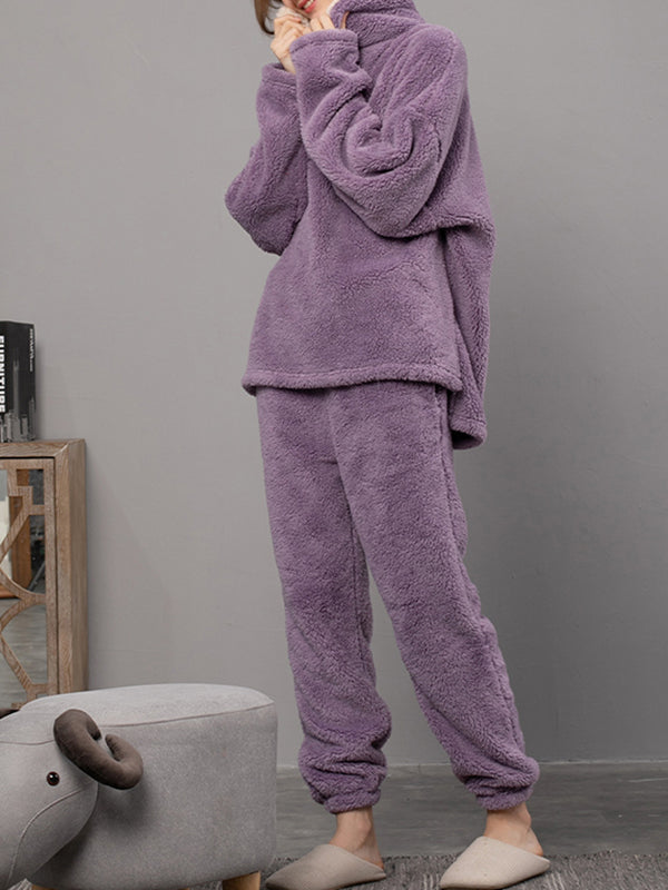 Airchics ensembles pyjama casual maison poilu col revers costume deux pièces femme enceinte