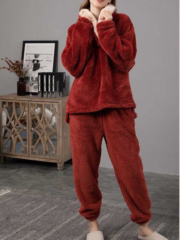 Airchics ensembles pyjama casual maison poilu col revers costume deux pièces femme enceinte