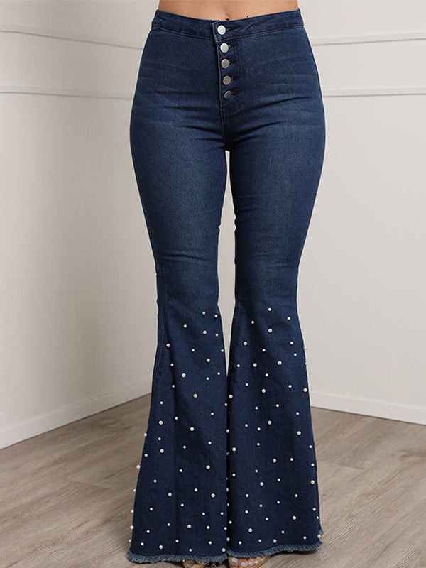 Airchics jeans longue flare bootcut évasé slim élégant femme denim pantalons