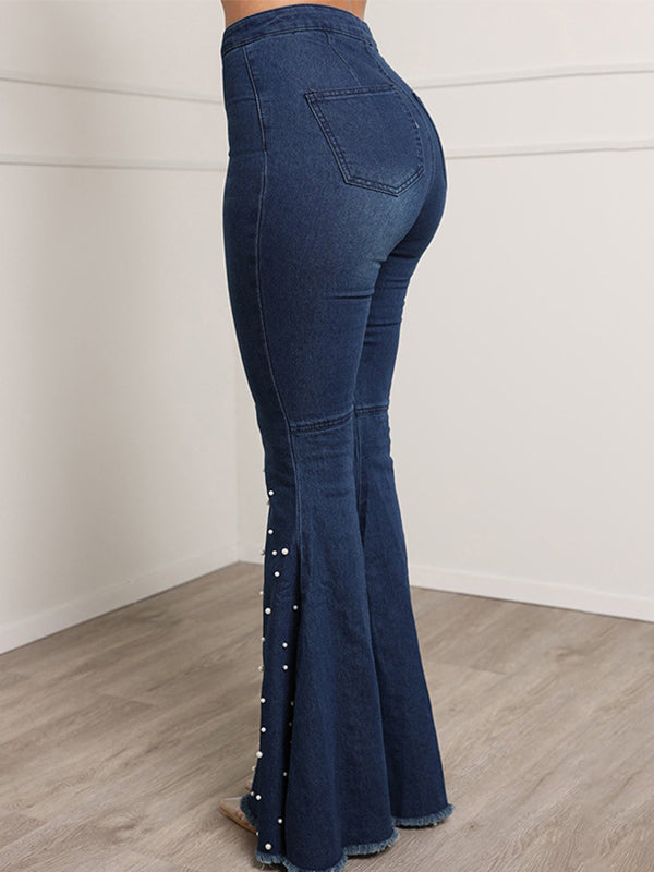 Airchics jeans longue flare bootcut évasé slim élégant femme denim pantalons