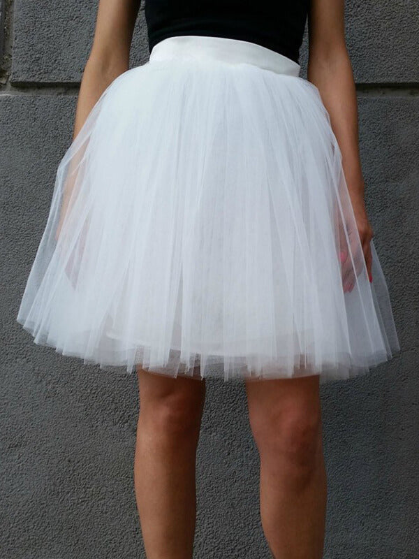 Airchics jupe courte bouffante tutu tulle plissé taille haute mode femme blanc