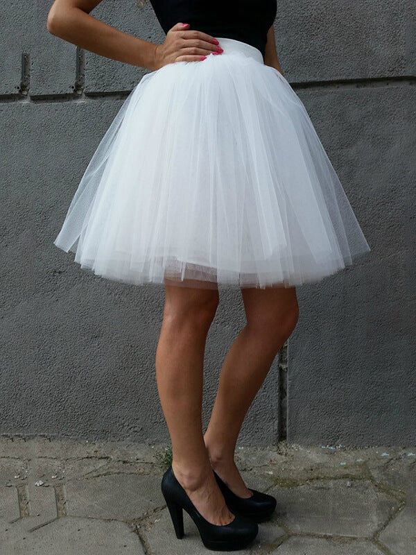 Airchics jupe courte bouffante tutu tulle plissé taille haute mode femme blanc