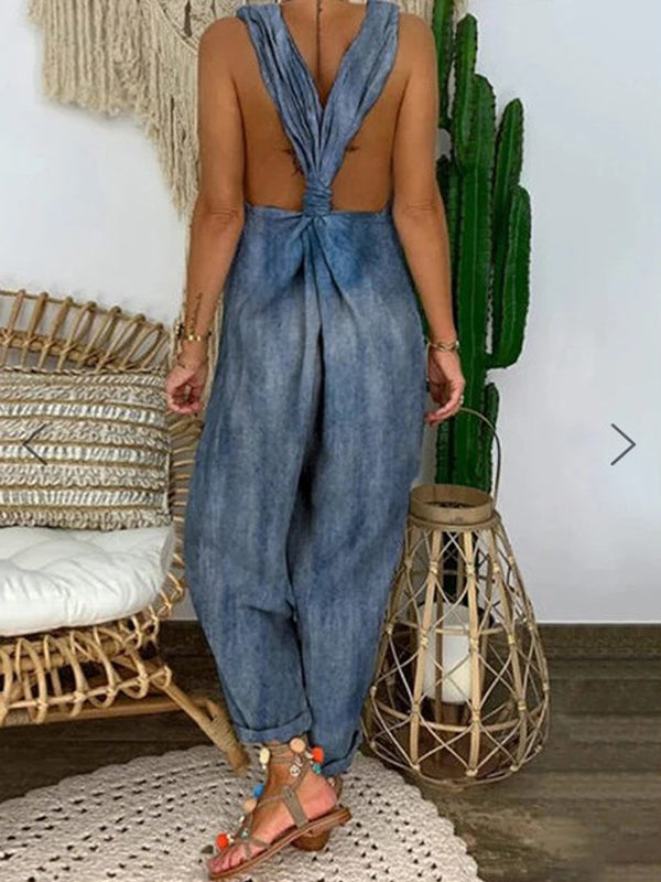 Airchics salopette en jean imprimé à étoiles ample mode femme combinaison