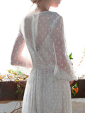 Airchics robe longue pois transparent tutu tulle manches longues élégant pour mariage