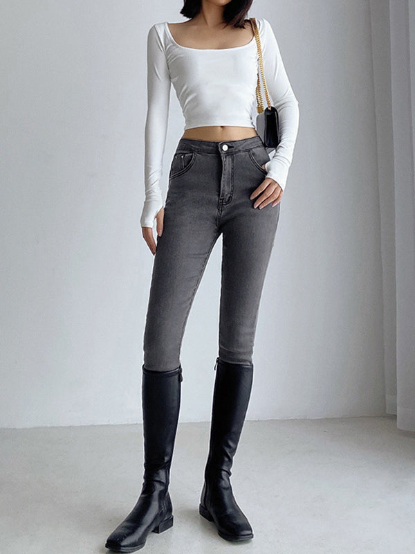 Airchics jean push up po taille haute slim mode femme denim pantalon