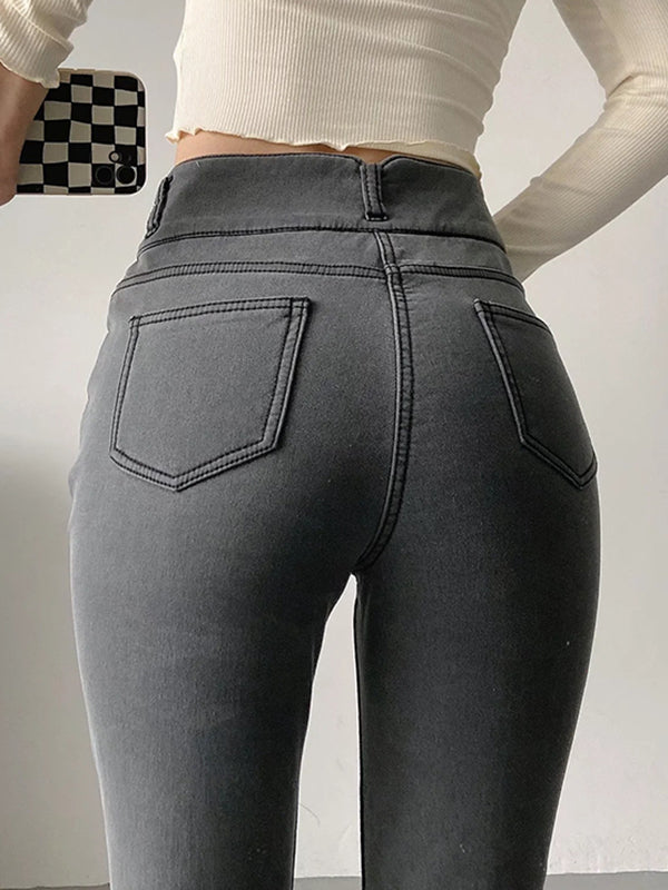 Airchics jeans longue push up po taille haute slim mode femme pantalon