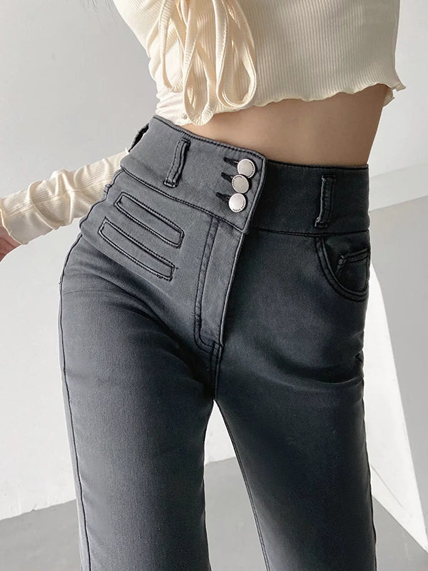 Airchics jeans longue push up po taille haute slim mode femme pantalon