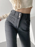 Airchics jeans longue push up po taille haute slim mode femme pantalon