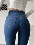 Airchics jeans longue push up po taille haute slim mode femme pantalon