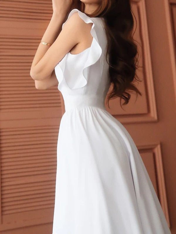 Airchics mi-longue robe volantée fluide décolleté plongeant élégant de cocktail