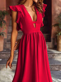 Airchics mi-longue robe volantée fluide décolleté plongeant élégant de cocktail